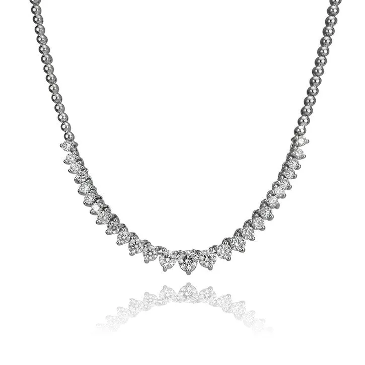 14K White Gold Diamond Tennis Necklace