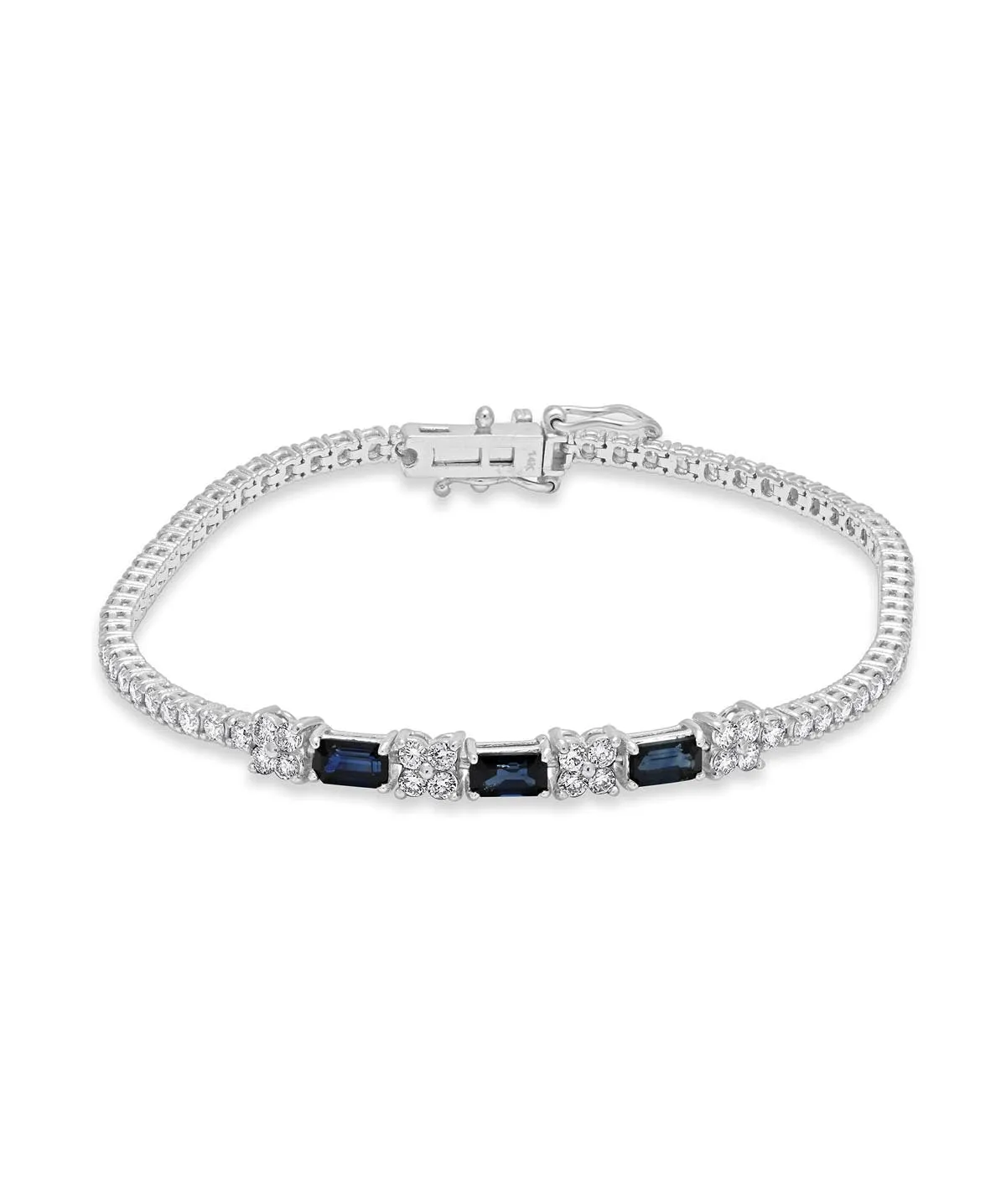 14K White Gold Sapphire and Diamond Tennis Bracelet