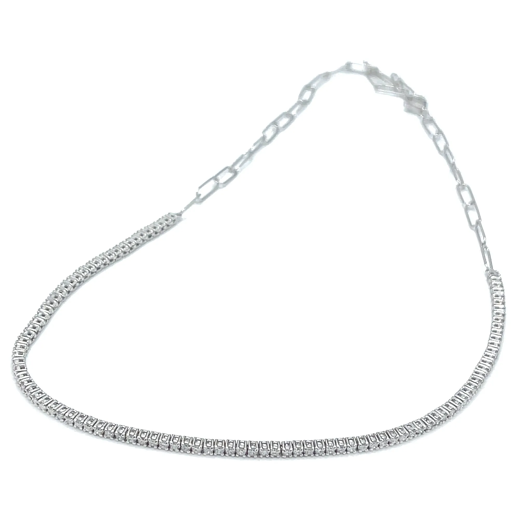 18 kt Gold Chain Link Diamond Tennis Necklace