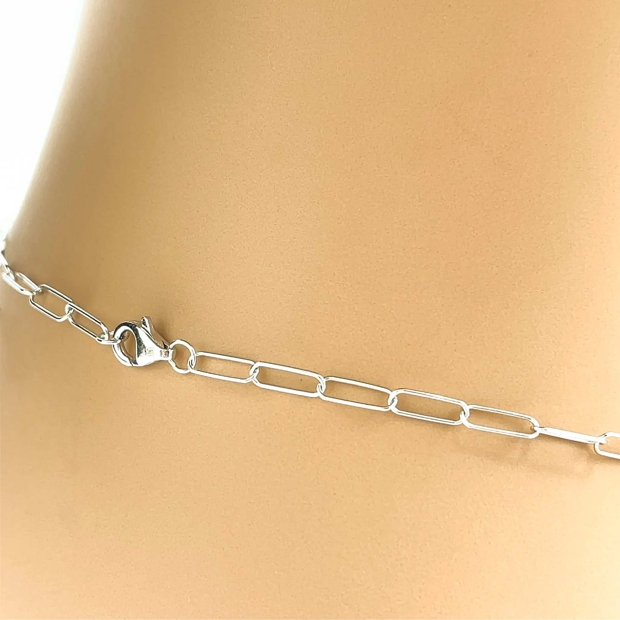 18 kt Gold Chain Link Diamond Tennis Necklace