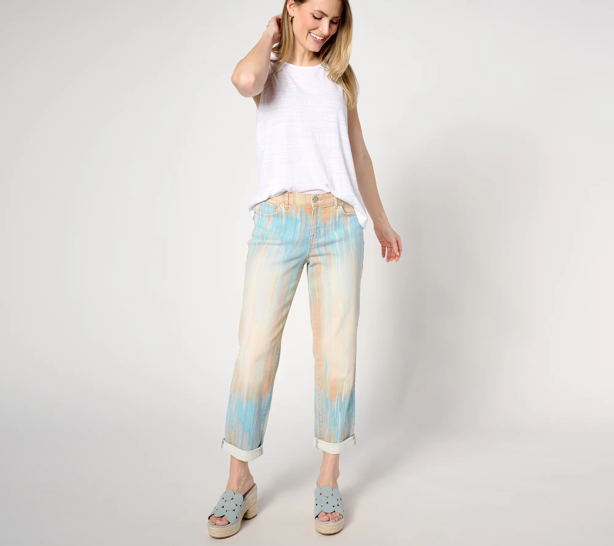 "As Is" LOGO by Lori Goldstein Petite Printed Boyfriend Jeans