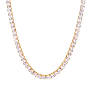 5mm Solid Gold Diamond Tennis Chain-18K Yellow Gold 24''