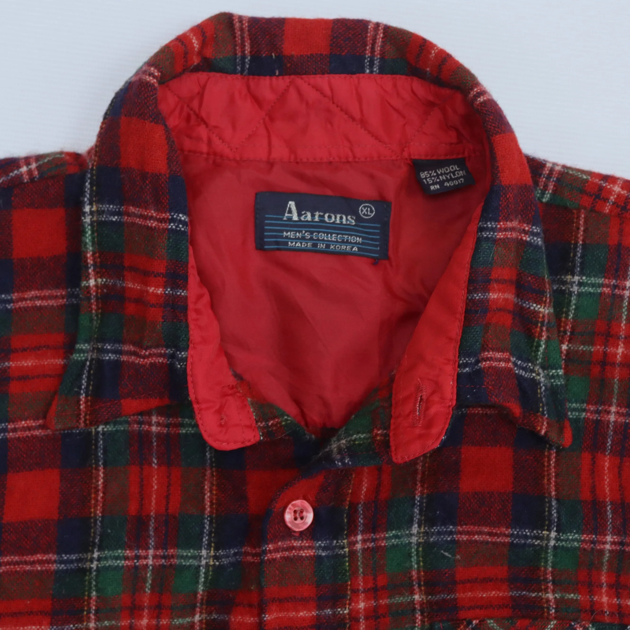 Aaron's Vintage Checkered Flannel Shirt Red Navy Green