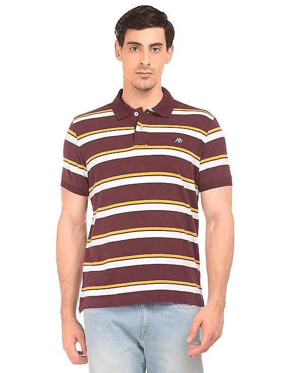 Aeropostale Striped Jersey Polo Shirt