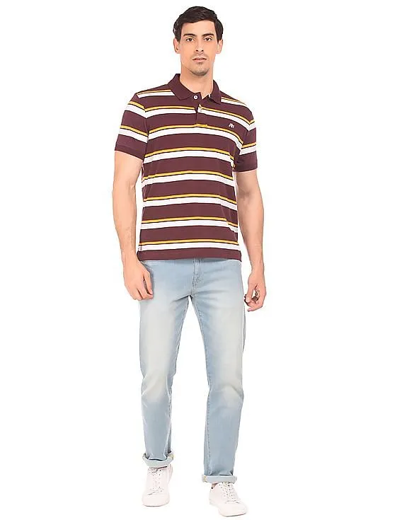 Aeropostale Striped Jersey Polo Shirt