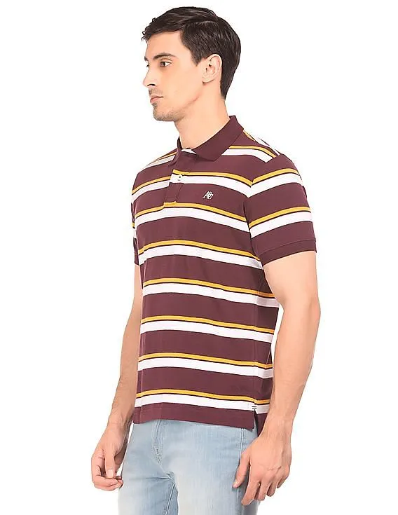 Aeropostale Striped Jersey Polo Shirt