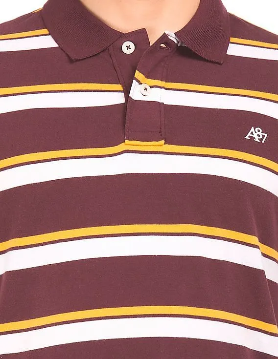 Aeropostale Striped Jersey Polo Shirt