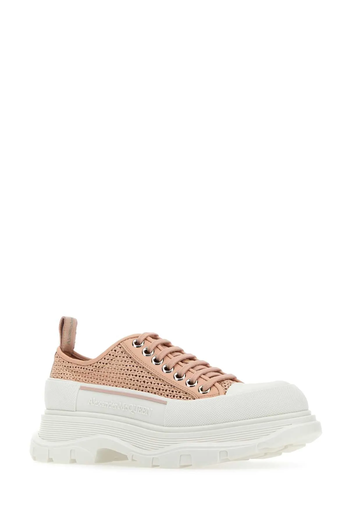 Alexander Mcqueen Pastel Pink Raffia Tread Slick Sneakers