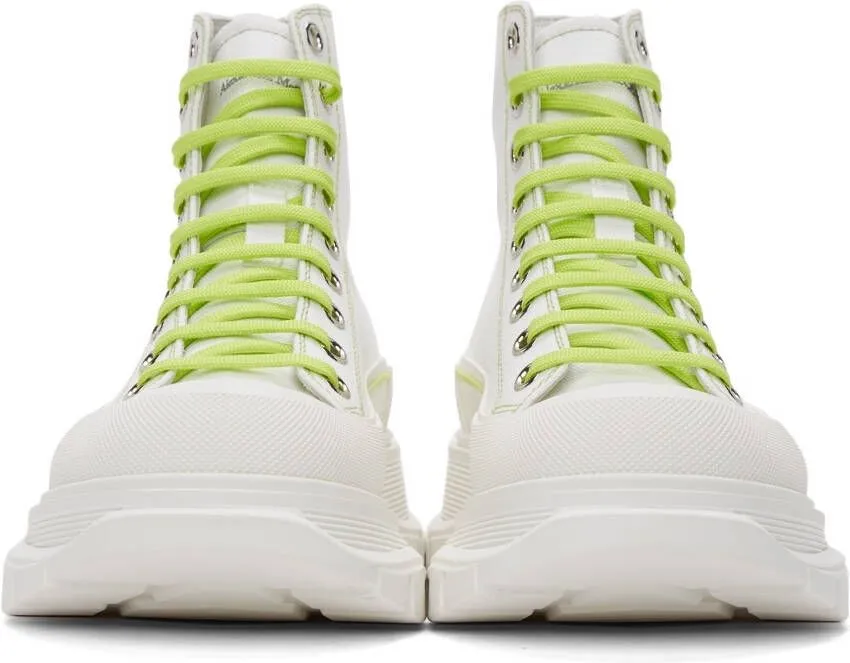 Alexander McQueen White & Green Tread Slick High Sneakers