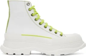 Alexander McQueen White & Green Tread Slick High Sneakers