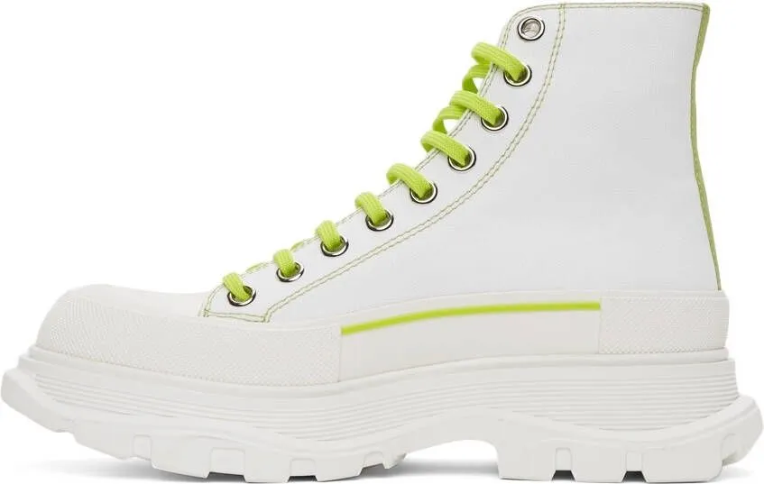 Alexander McQueen White & Green Tread Slick High Sneakers