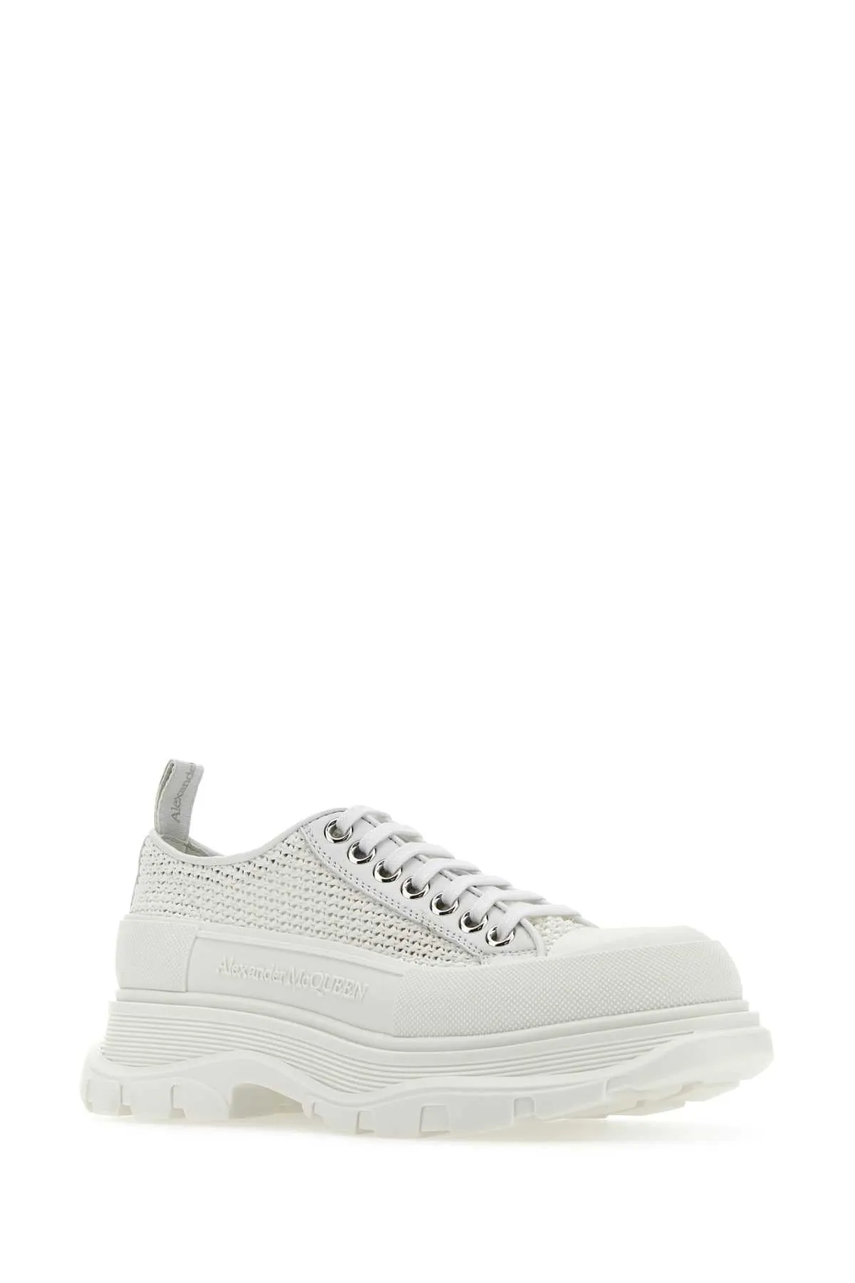 Alexander Mcqueen White Raffia Tread Slick Sneakers