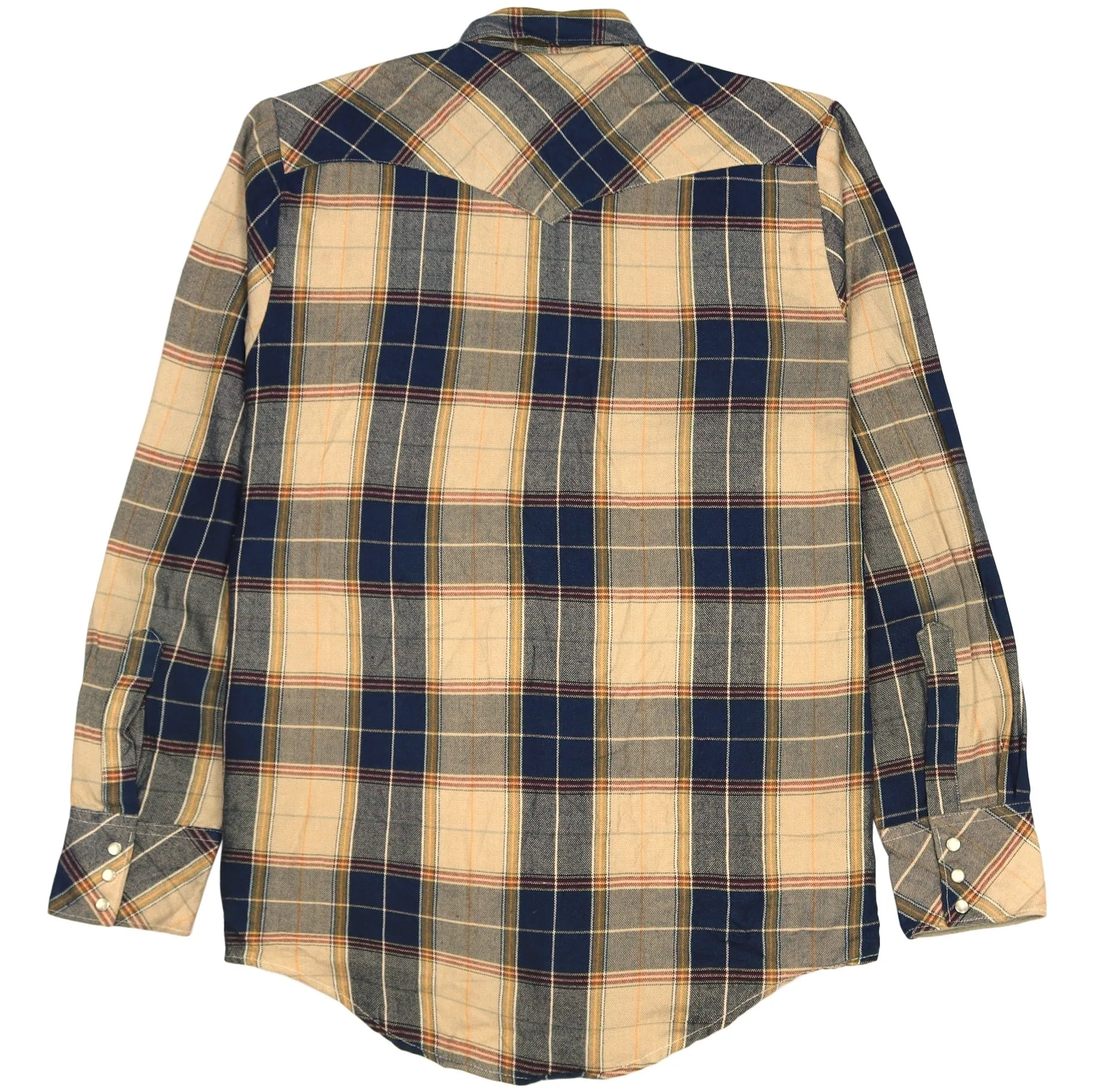 ATB Western Wear Vintage Checkered Flannel Shirt Beige Navy Black