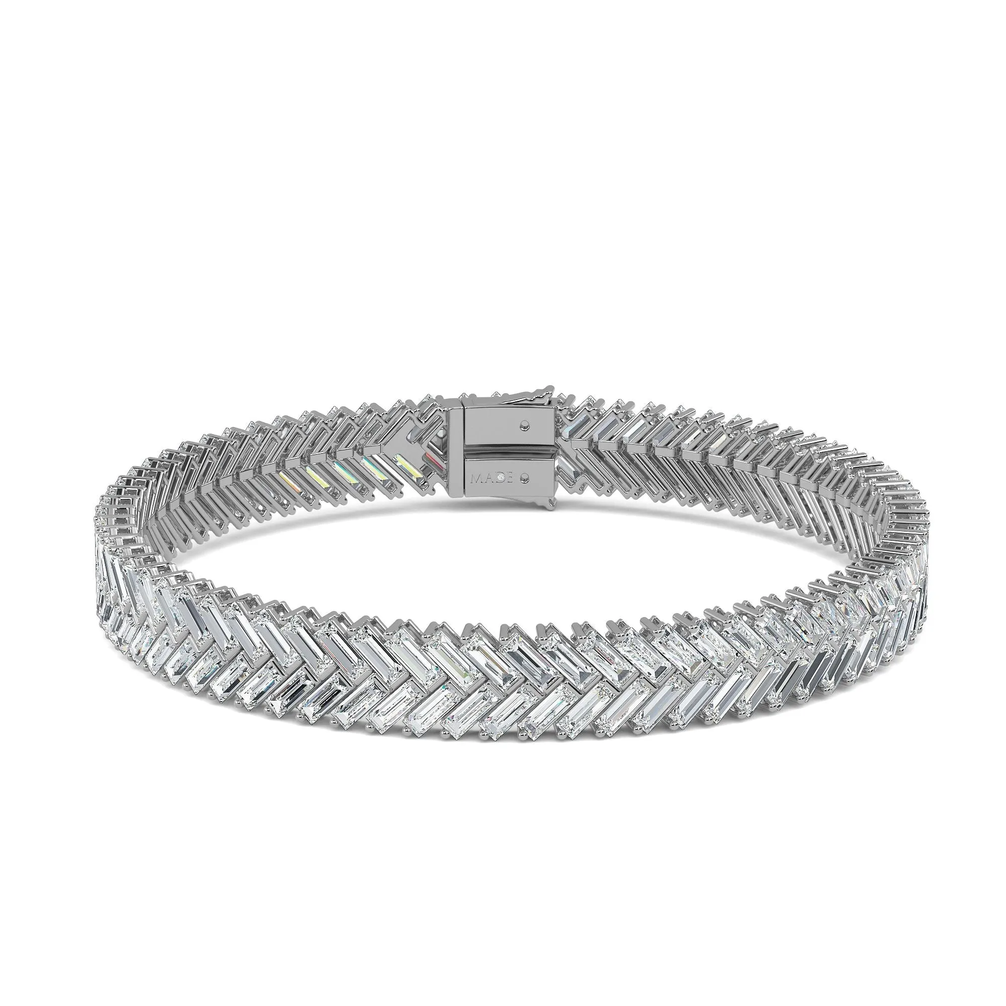 AUTRE - 14k White Gold 10.00ct Lab Grown Diamond Baguette Tennis Bracelet