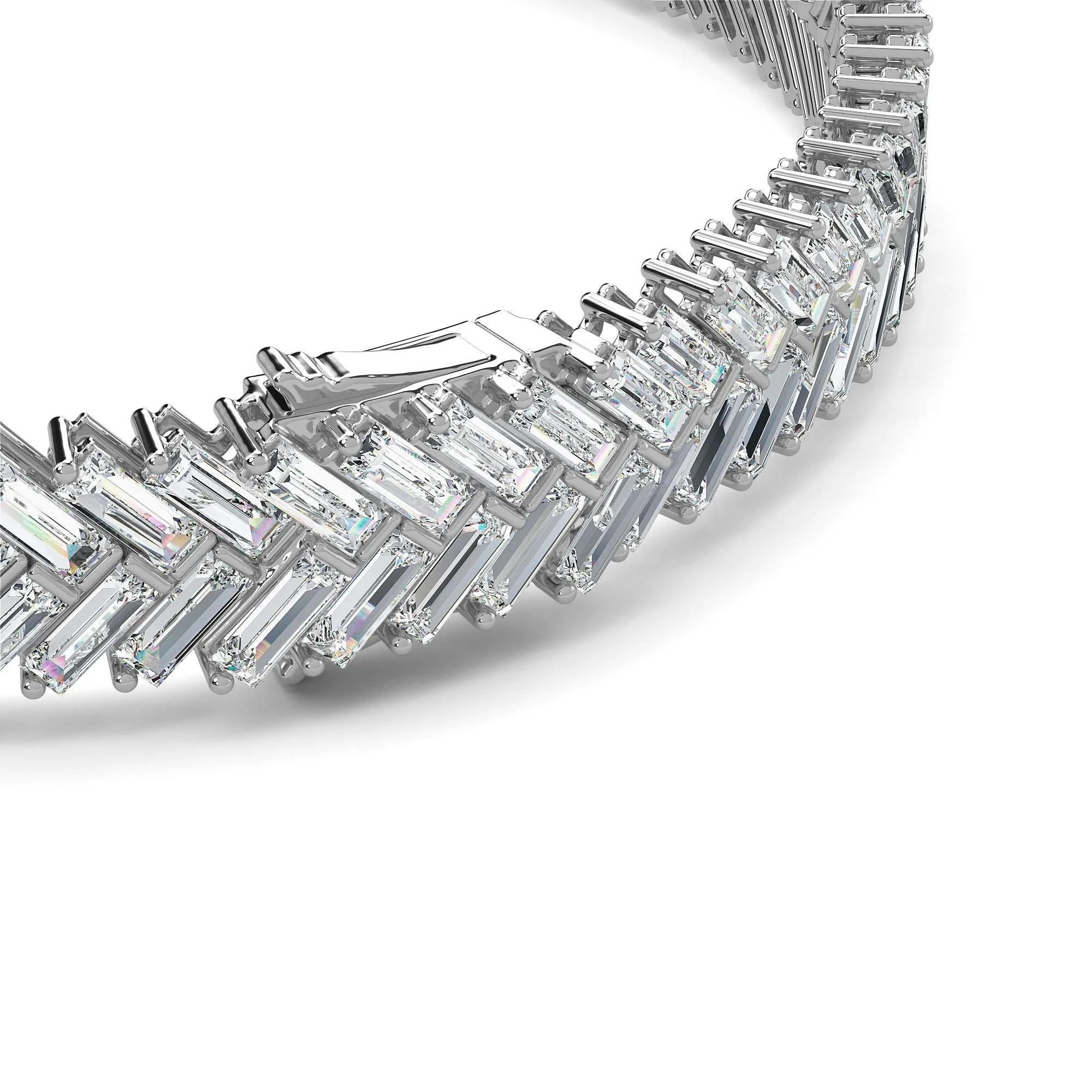 AUTRE - 14k White Gold 10.00ct Lab Grown Diamond Baguette Tennis Bracelet