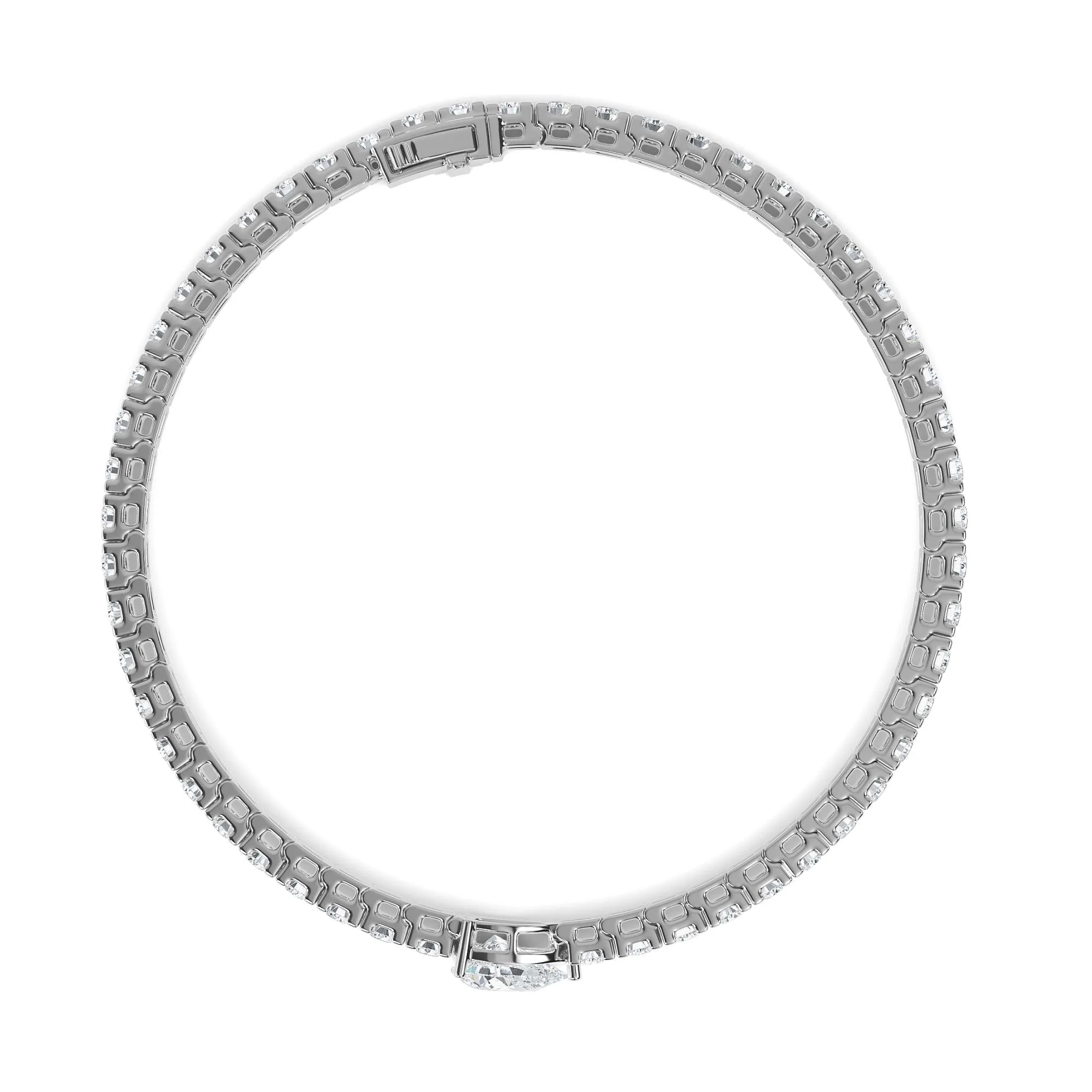 AUTRE - 14k White Gold 3.65ct Lab Grown Diamond Rounds with Pear Shape Center Tennis Bracelet