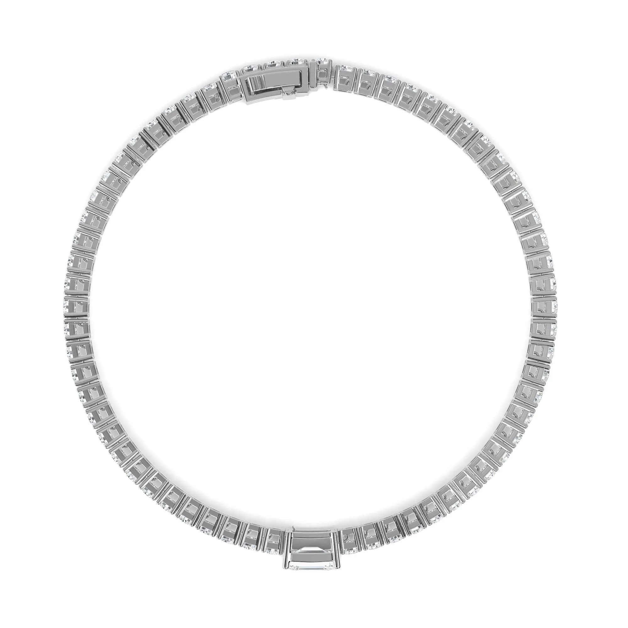 AUTRE - 14k White Gold 4.00ct Lab Grown Diamond Rounds with Emerald Cut Center Tennis Bracelet