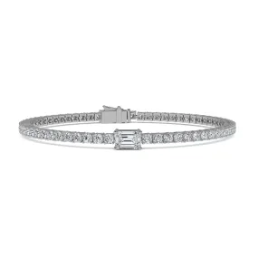 AUTRE - 14k White Gold 4.00ct Lab Grown Diamond Rounds with Emerald Cut Center Tennis Bracelet