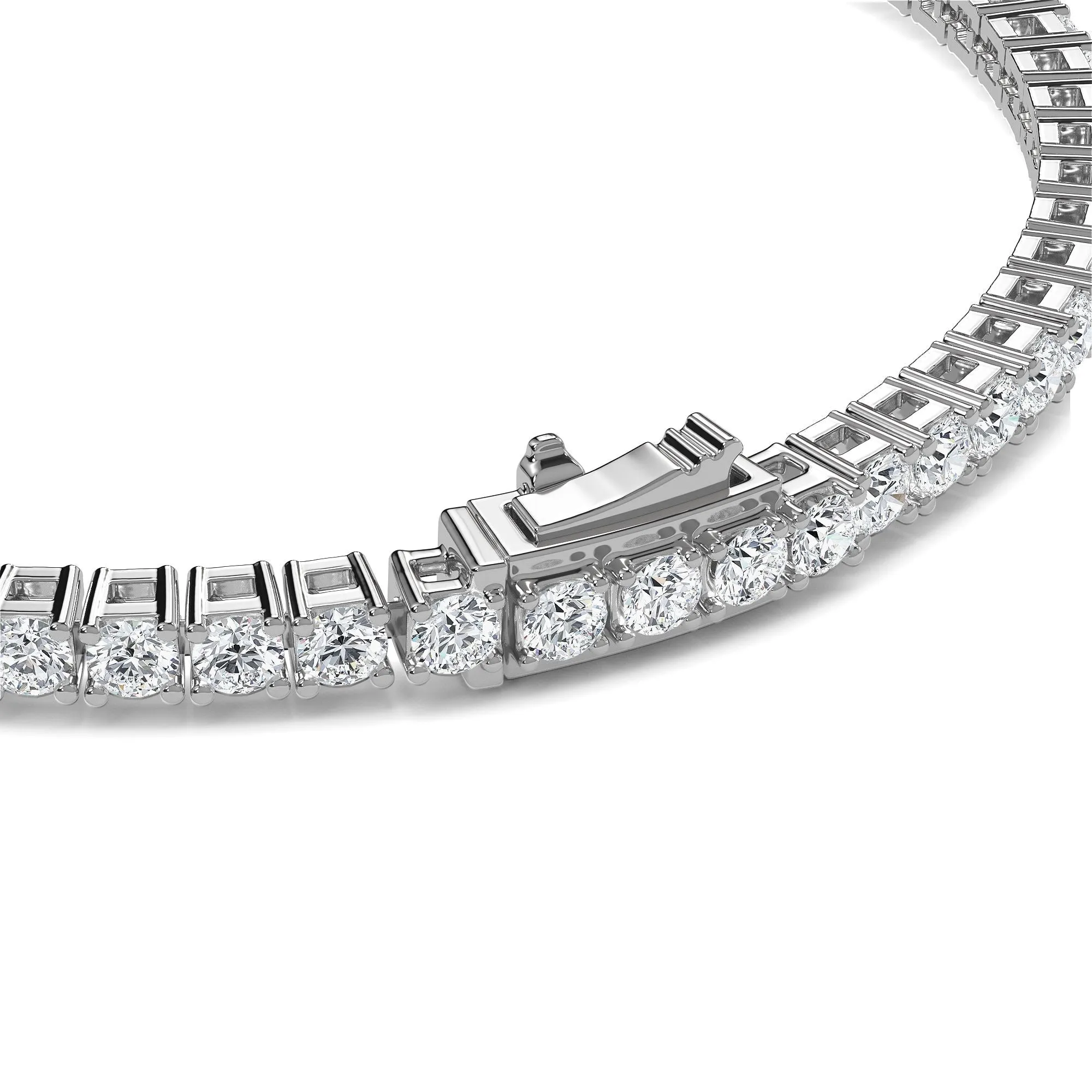 AUTRE - 14k White Gold 4.00ct Lab Grown Diamond Rounds with Emerald Cut Center Tennis Bracelet