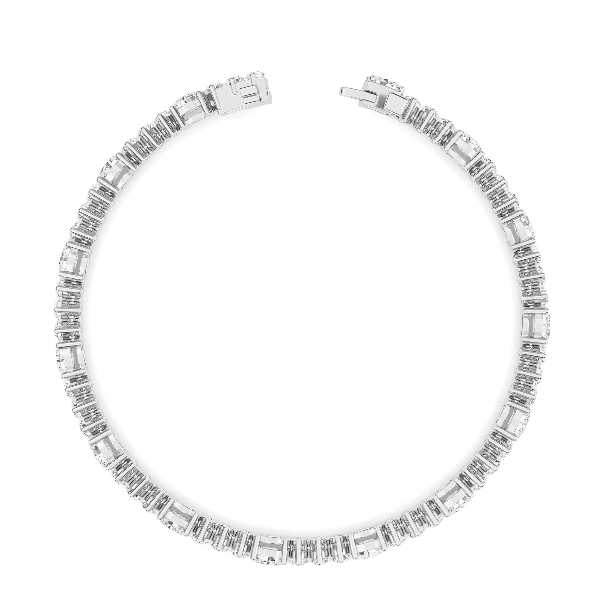 AUTRE - 14k White Gold 5.15ct Lab Grown Diamond Oval and Round Tennis Bracelet