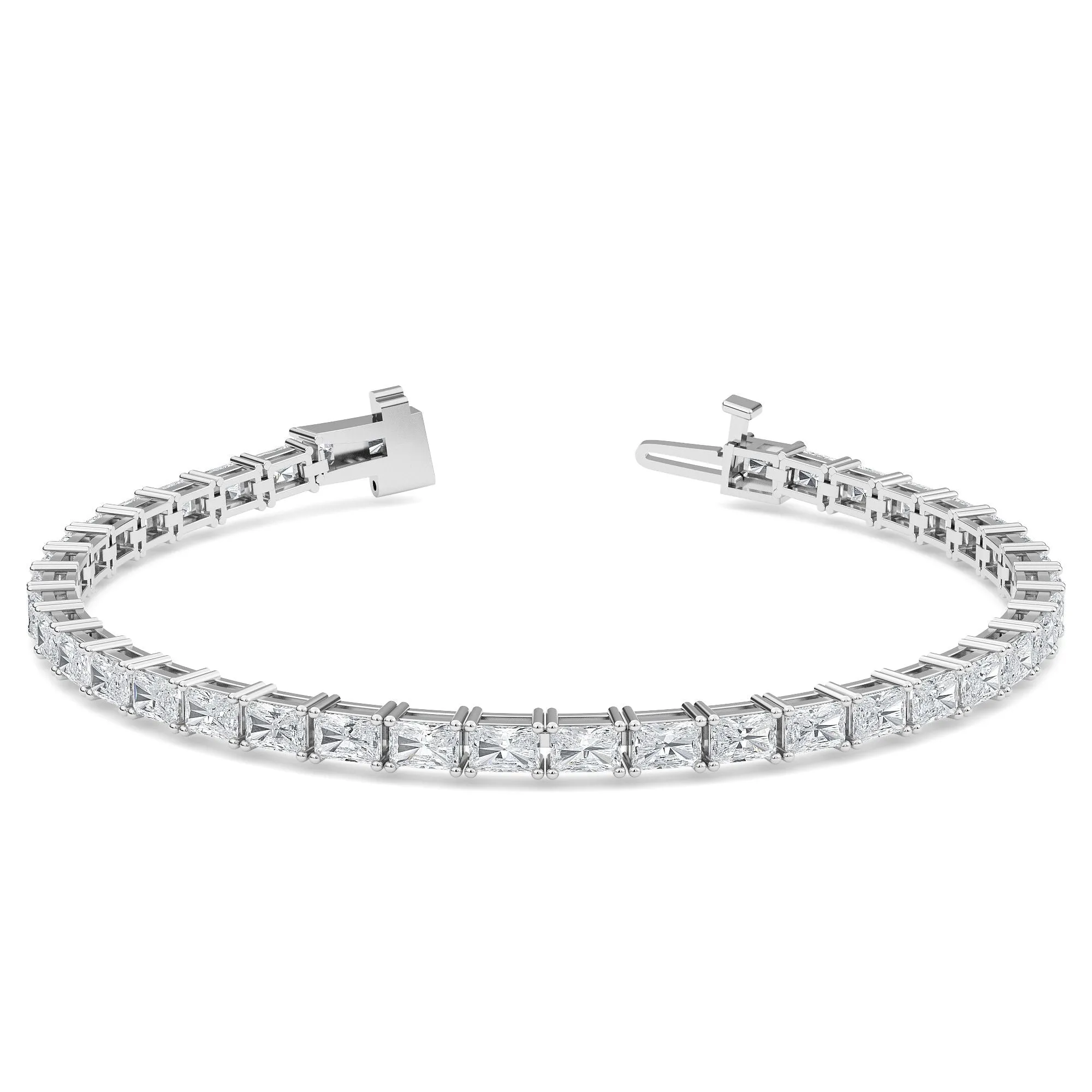 AUTRE - 14k White Gold 8.00ct Lab Grown Diamond Emerald Cut Tennis Bracelet