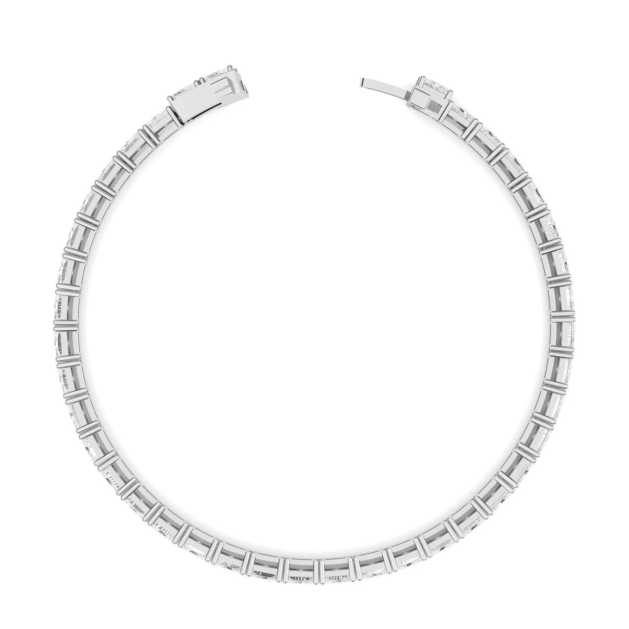 AUTRE - 14k White Gold 8.00ct Lab Grown Diamond Emerald Cut Tennis Bracelet