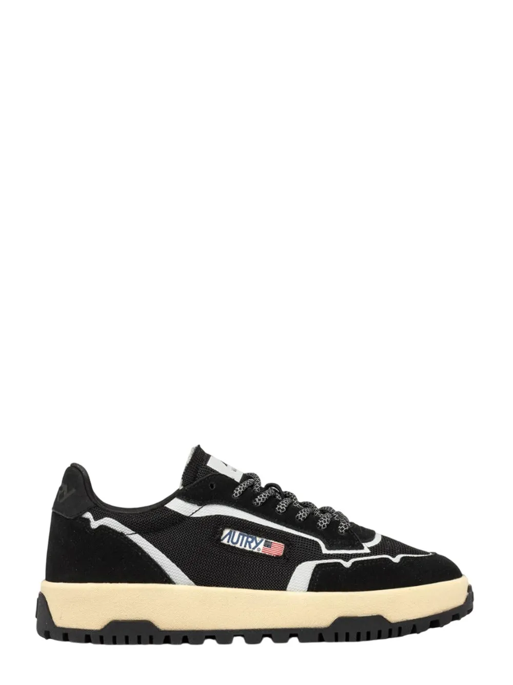 Autry Wildpace Low Sneakers In Black Mesh And Suede