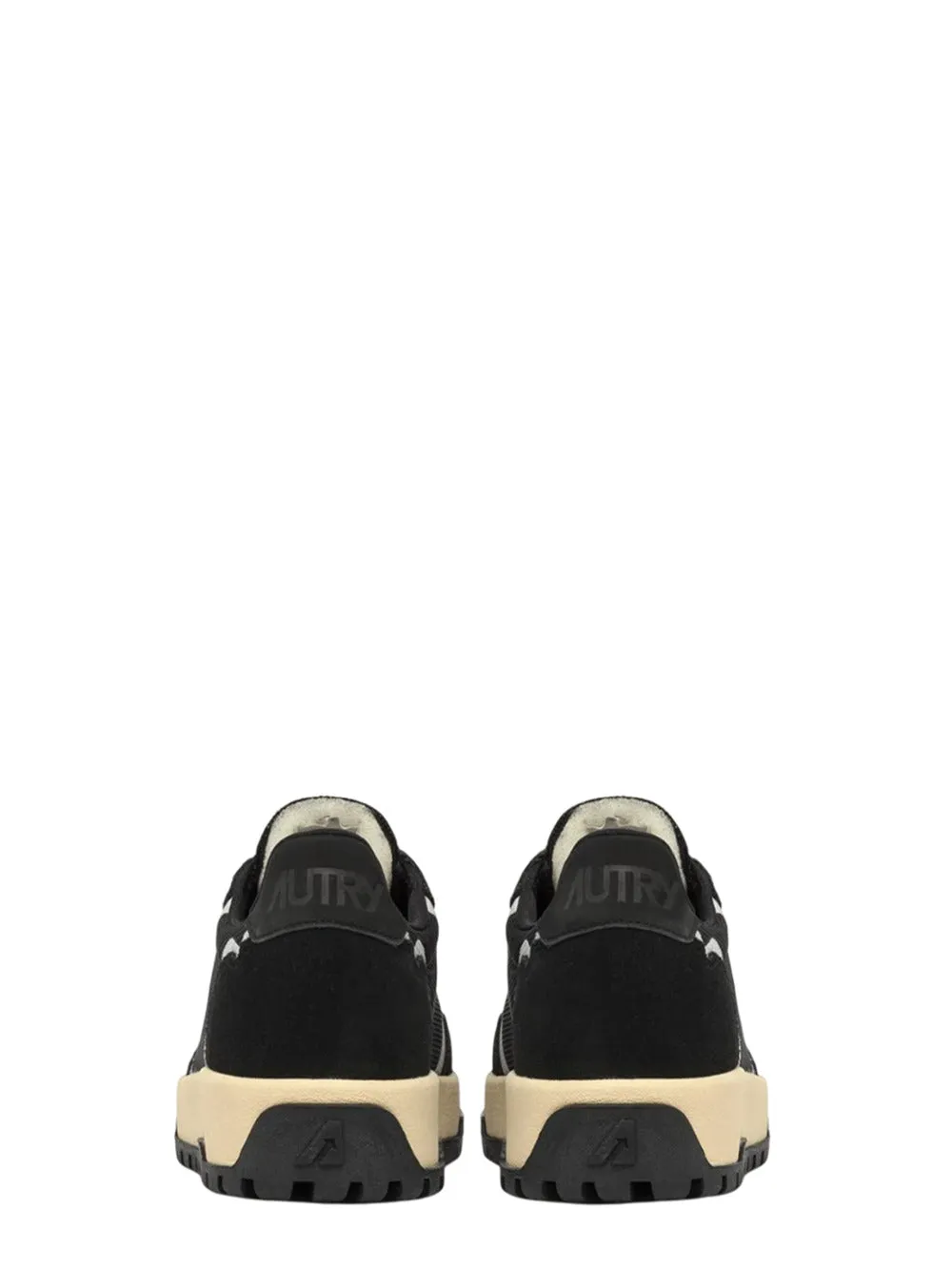 Autry Wildpace Low Sneakers In Black Mesh And Suede