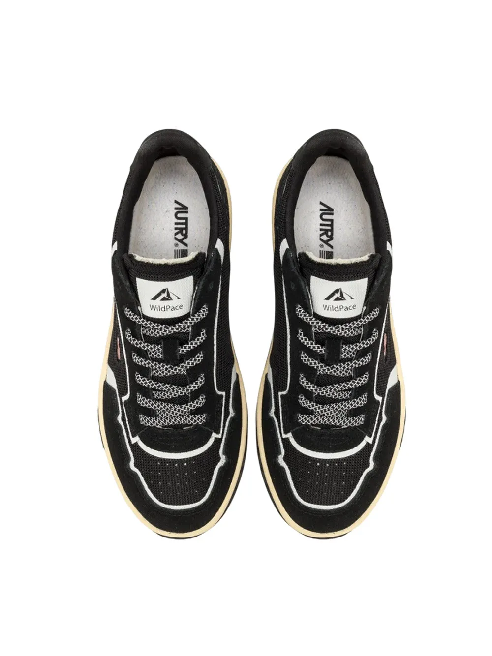 Autry Wildpace Low Sneakers In Black Mesh And Suede