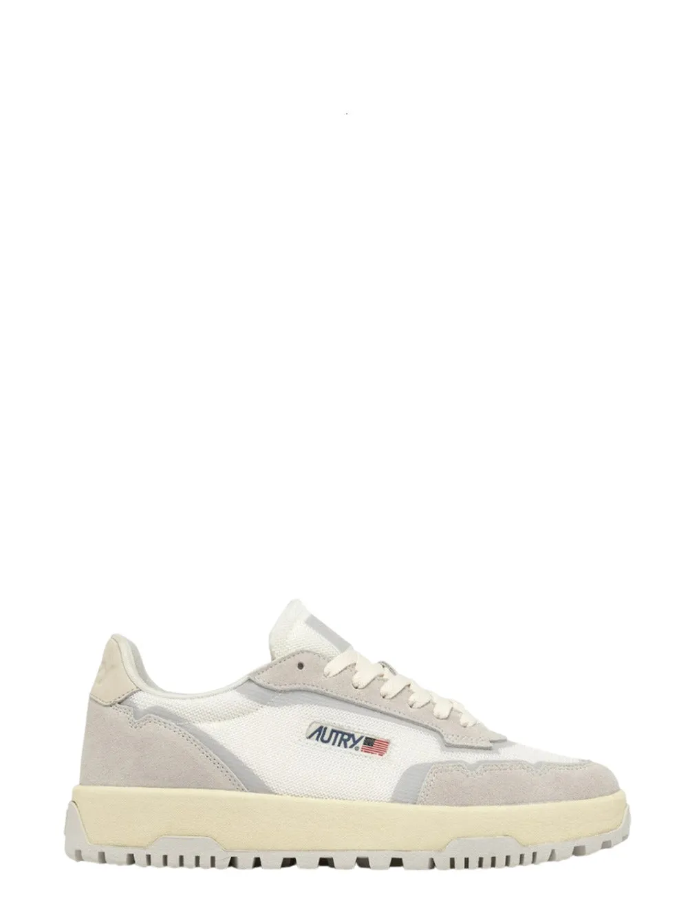 Autry Wildpace Low Sneakers In White Mesh And Suede