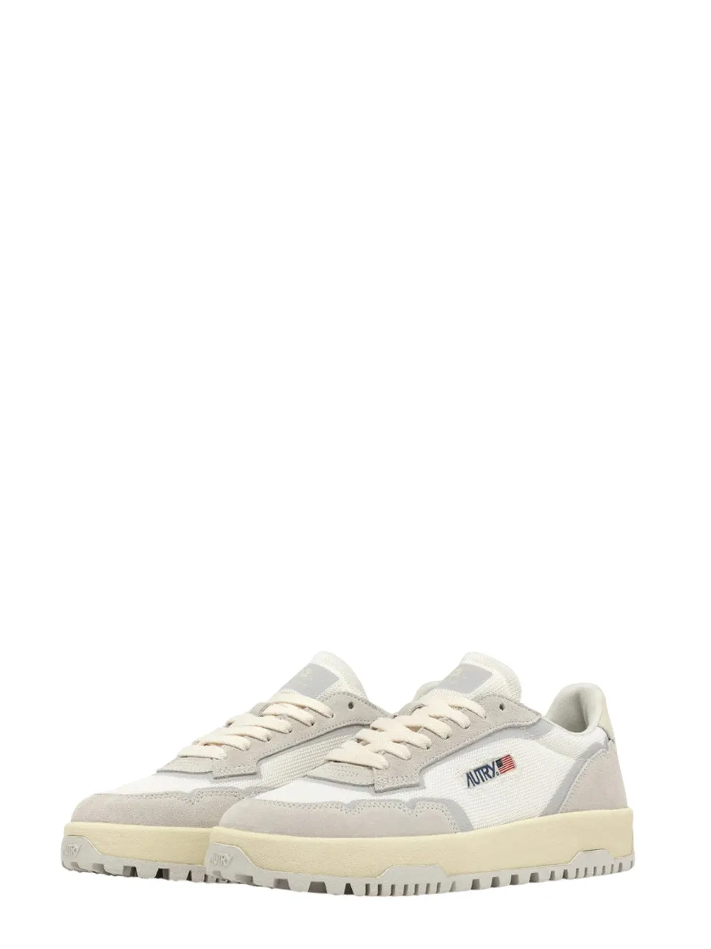 Autry Wildpace Low Sneakers In White Mesh And Suede