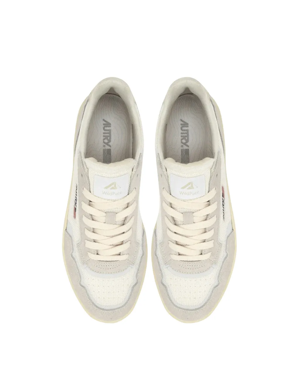 Autry Wildpace Low Sneakers In White Mesh And Suede