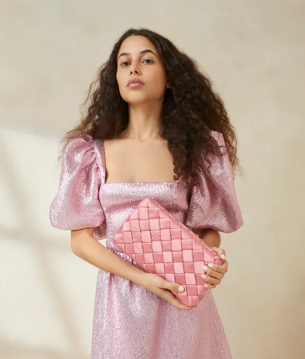 Aviva Woven Puff Clutch