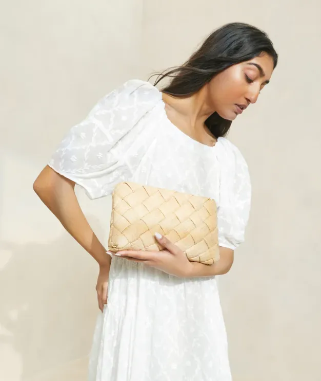 Aviva Woven Puff Clutch