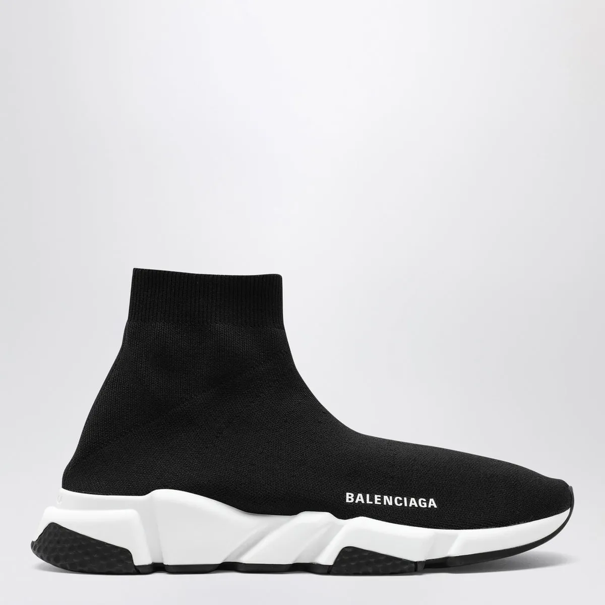 Balenciaga    Balenciaga Black Mesh And White Speed Sneakers