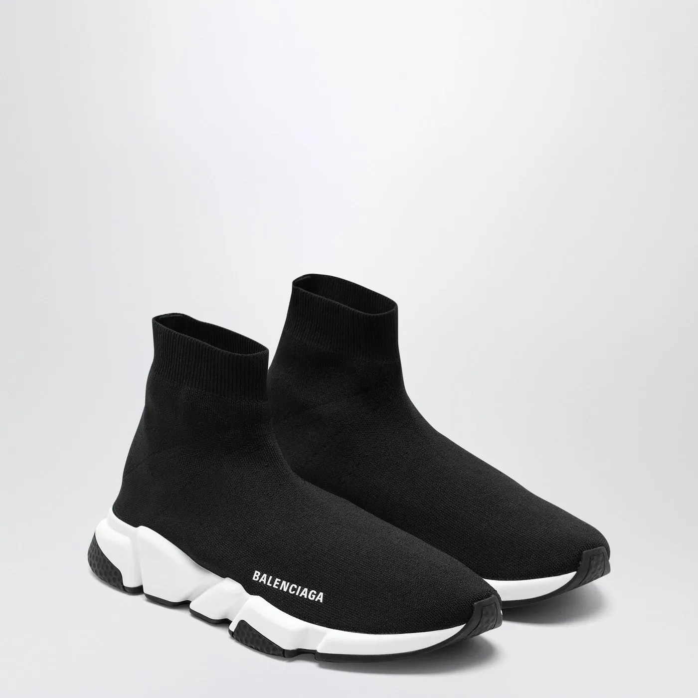 Balenciaga    Balenciaga Black Mesh And White Speed Sneakers