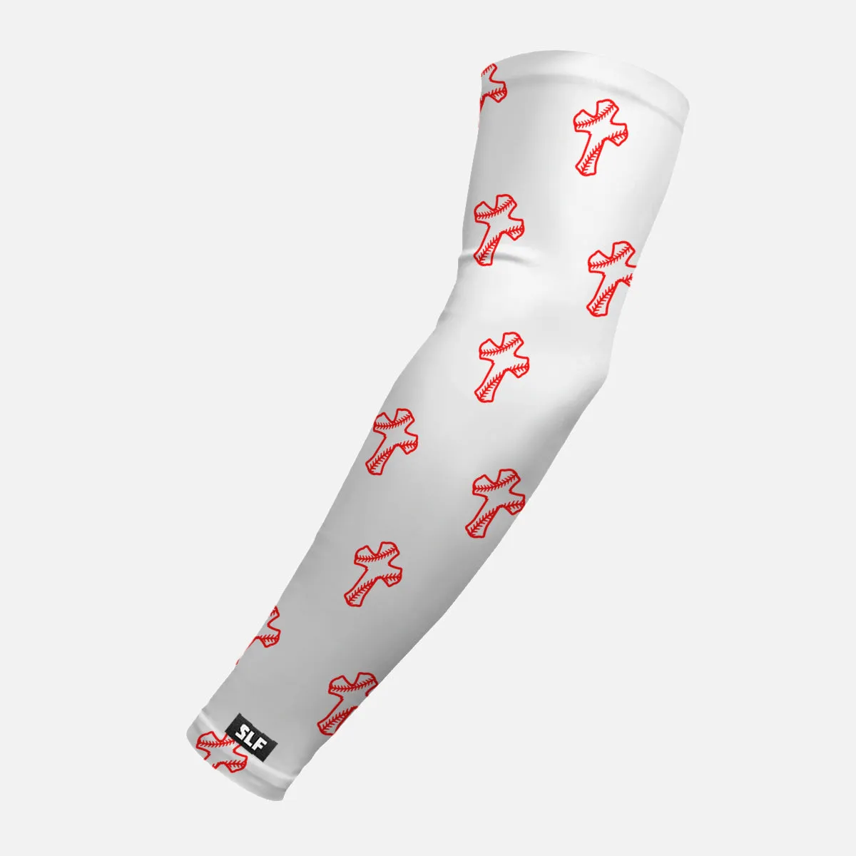 Baseball Cross Pattern White Arm Sleeve