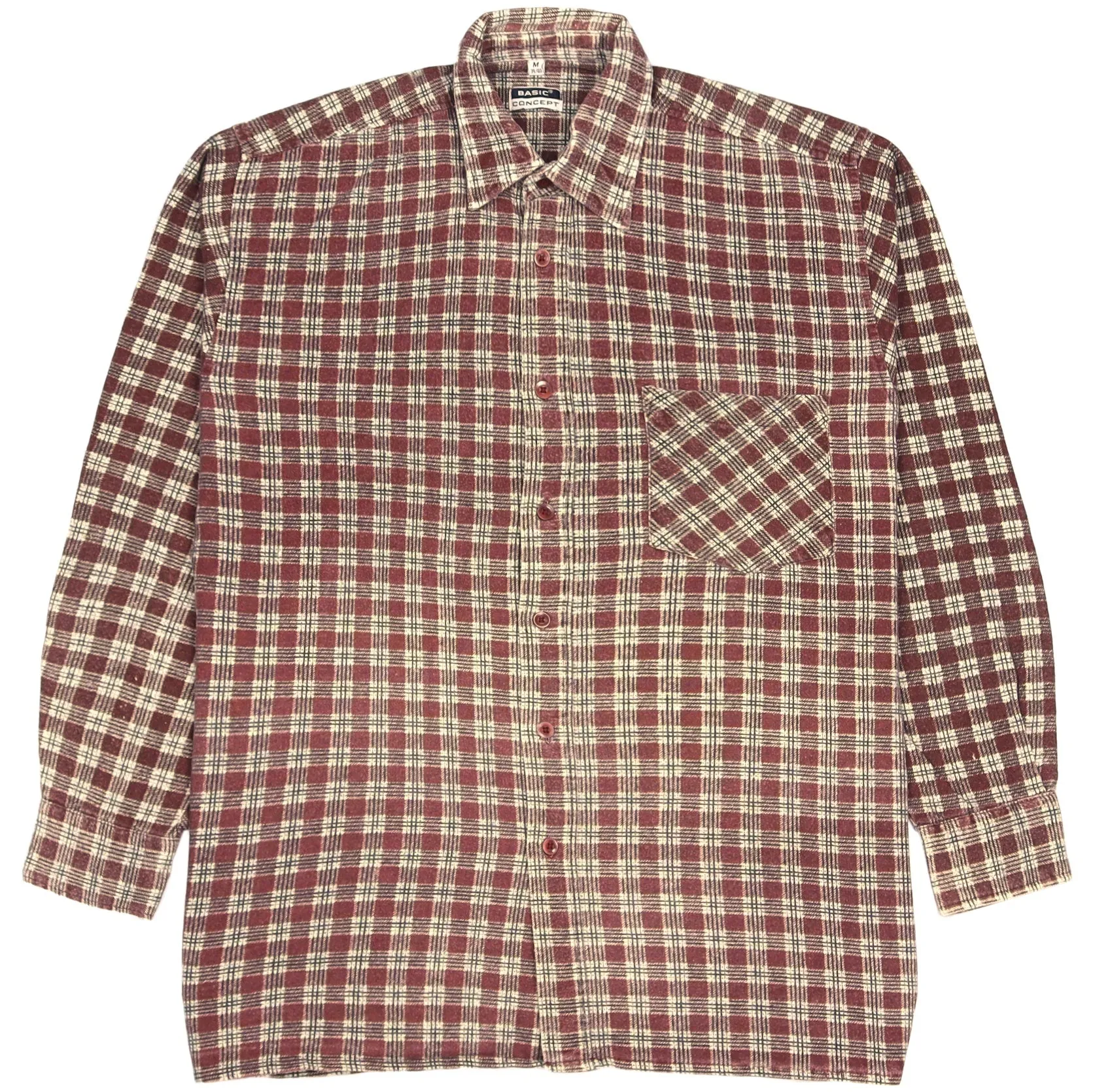 Basic Concept Flannel Shirt Red Beige