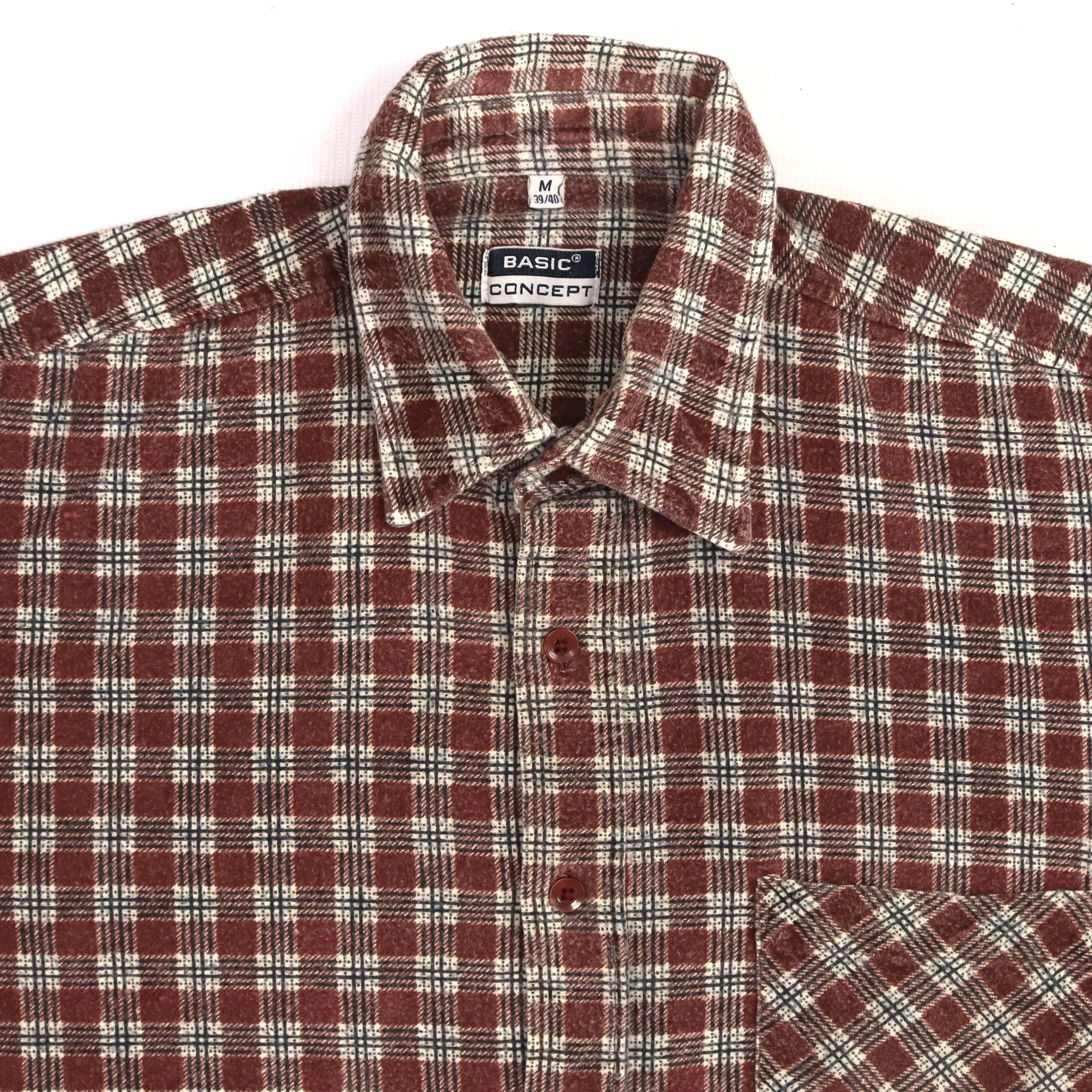 Basic Concept Flannel Shirt Red Beige