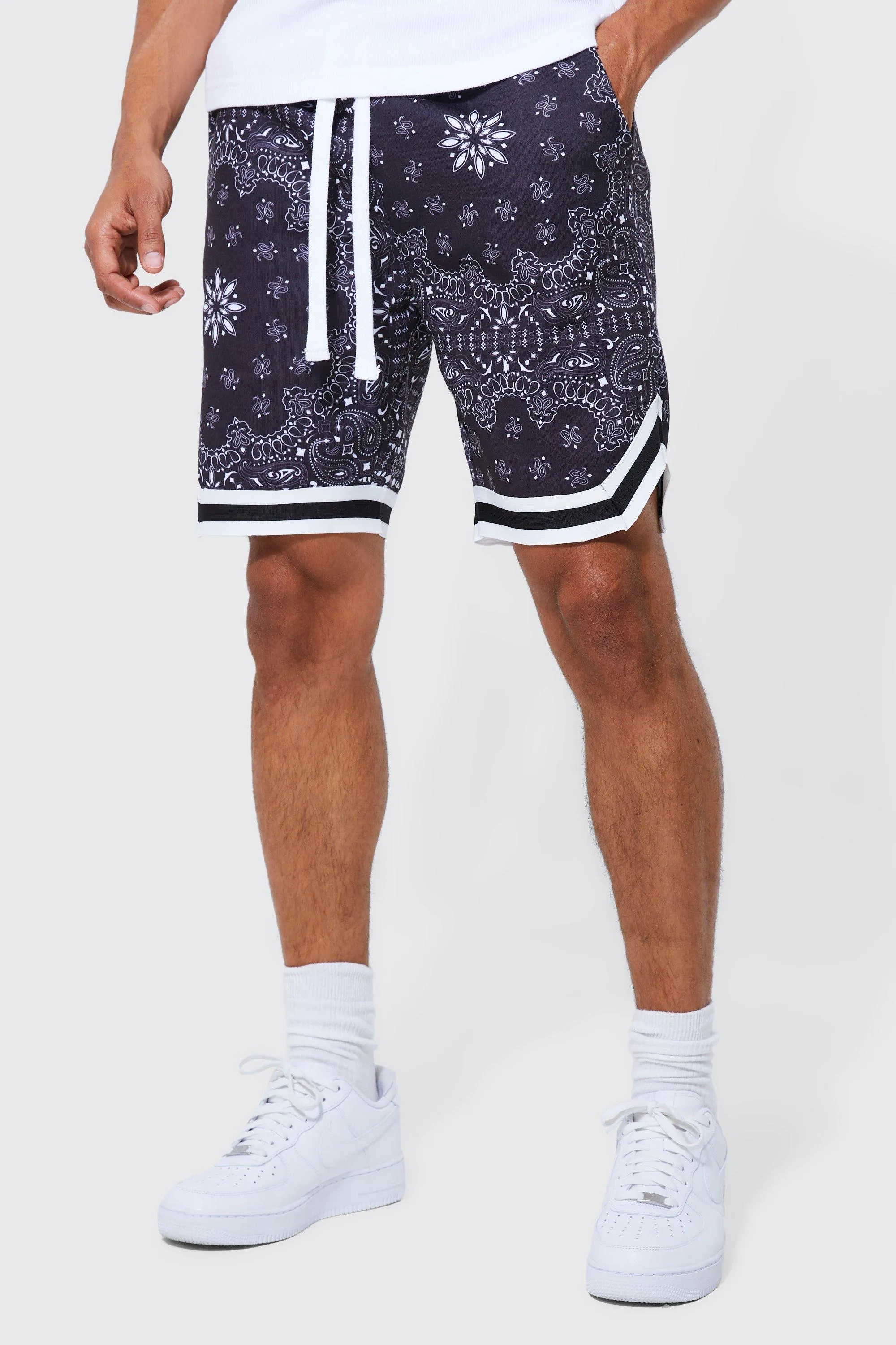 Basketball Bandana Short With Sports Rib | boohooMAN UK