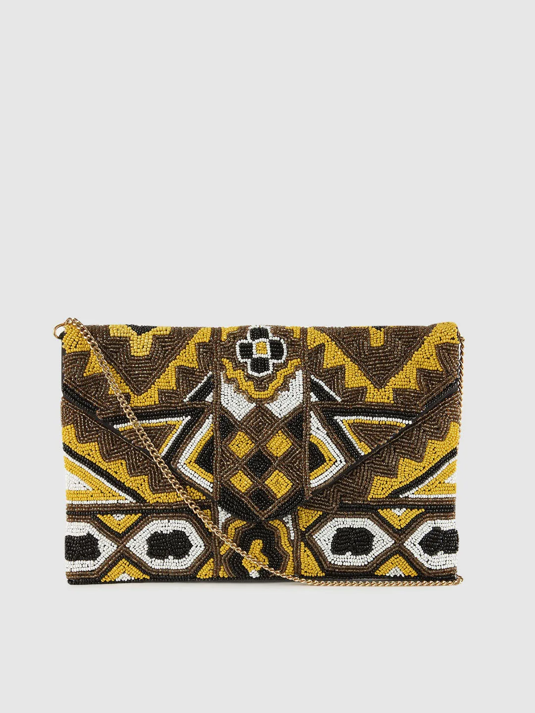 Beaded Yellow Clutch