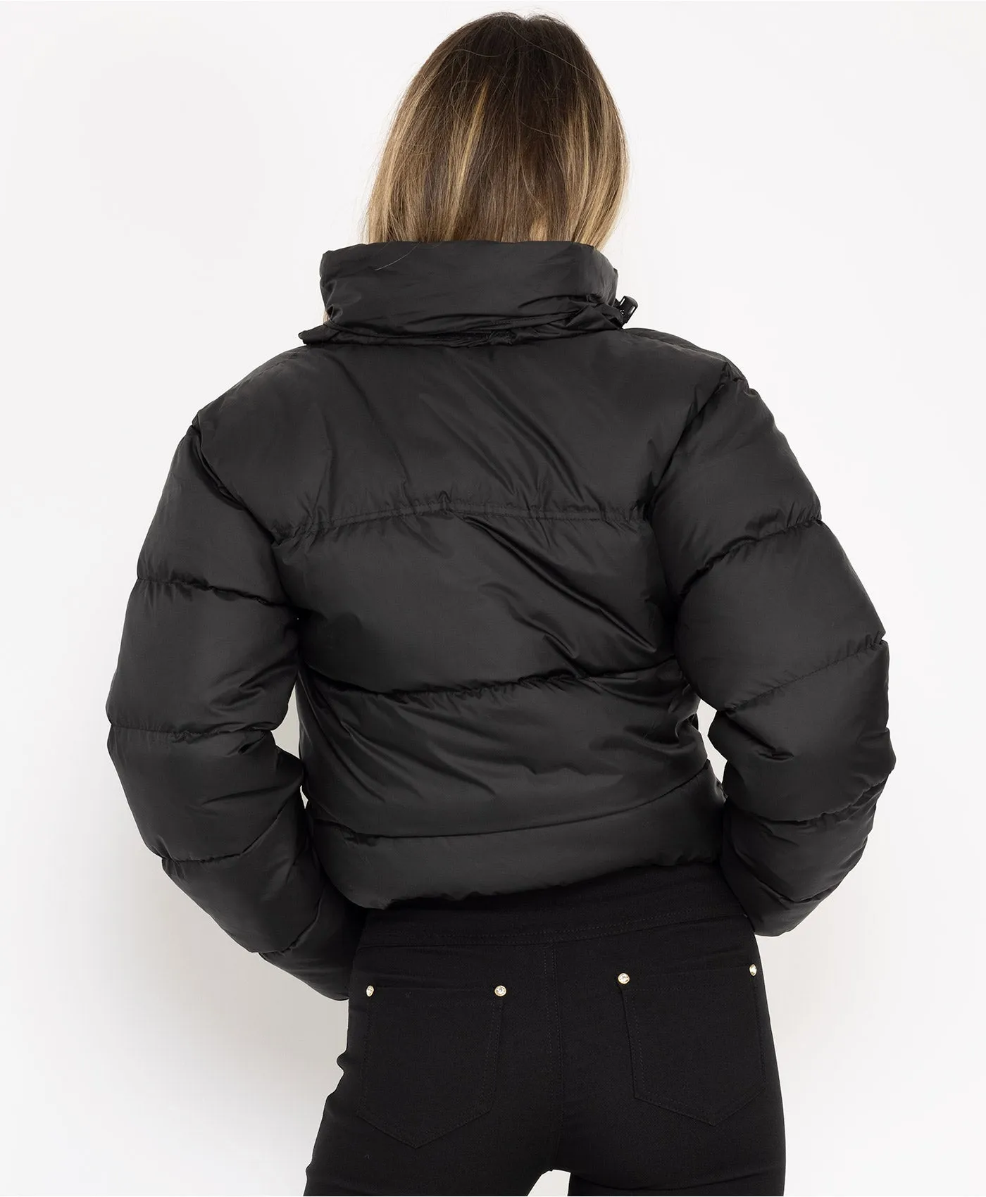 Black Two Tone Padded Quilted Puffer Jacket