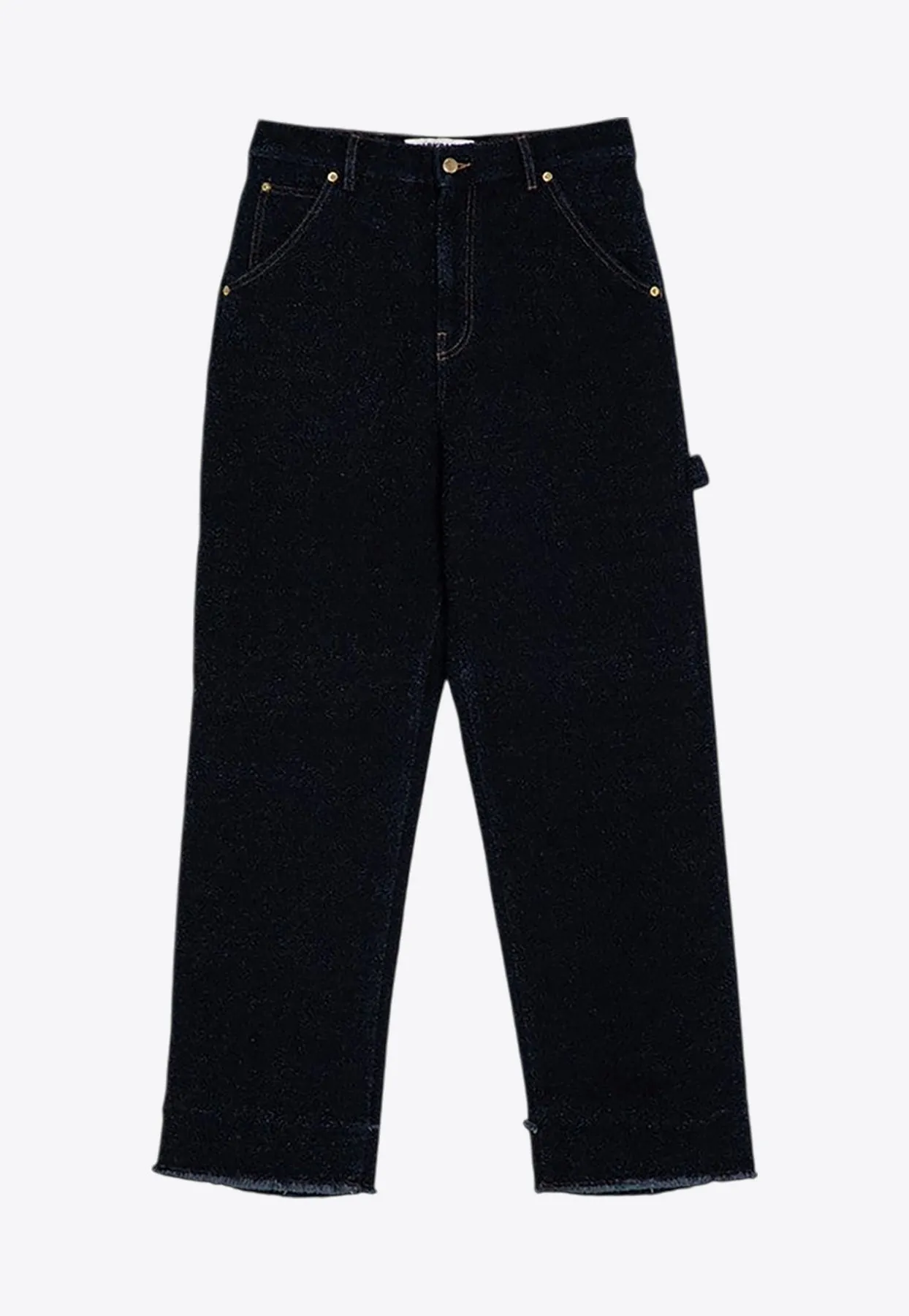 Bouclé Wide-Leg Frayed Jeans