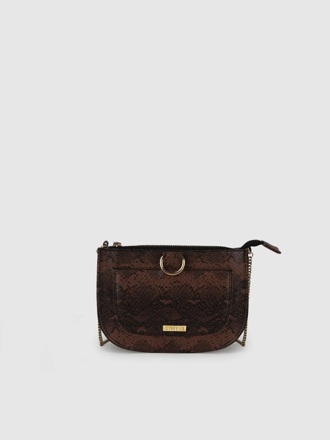 Brown Zip Snake Clutch