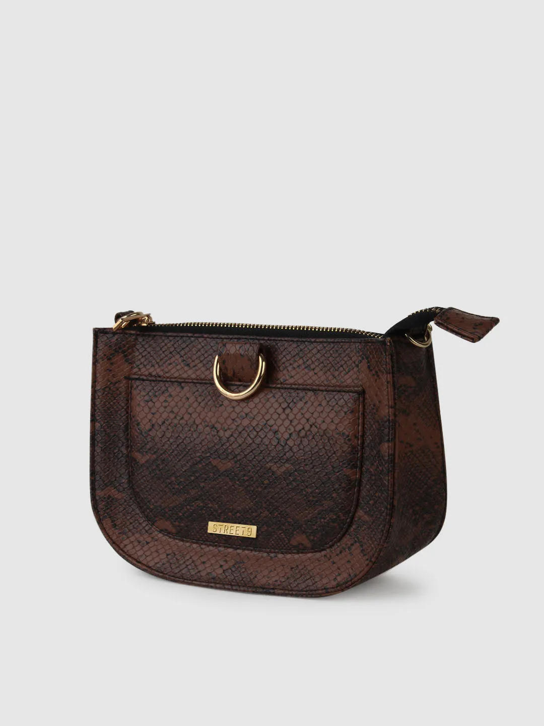 Brown Zip Snake Clutch