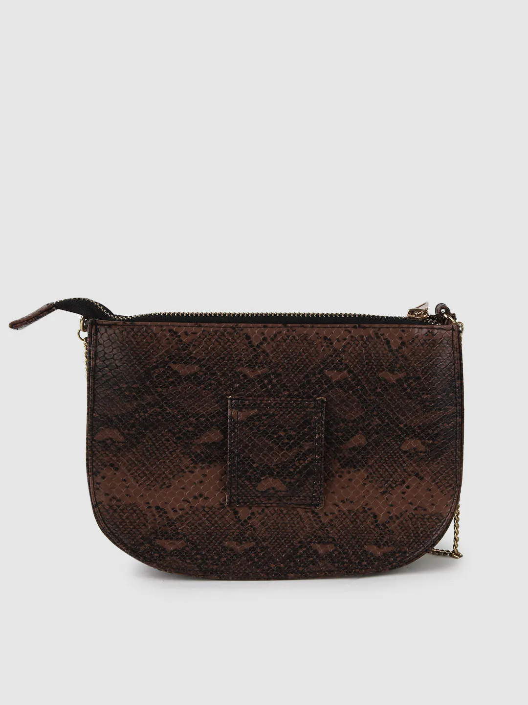 Brown Zip Snake Clutch