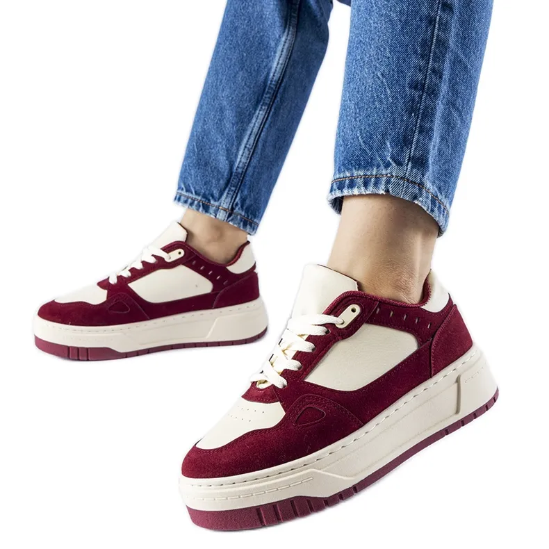 Burgundy and white Pomona platform sneakers red