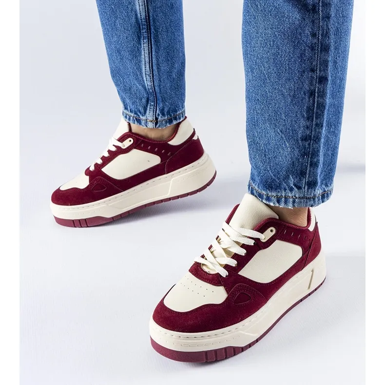 Burgundy and white Pomona platform sneakers red