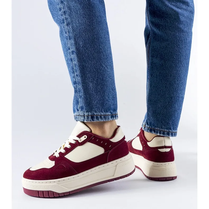 Burgundy and white Pomona platform sneakers red