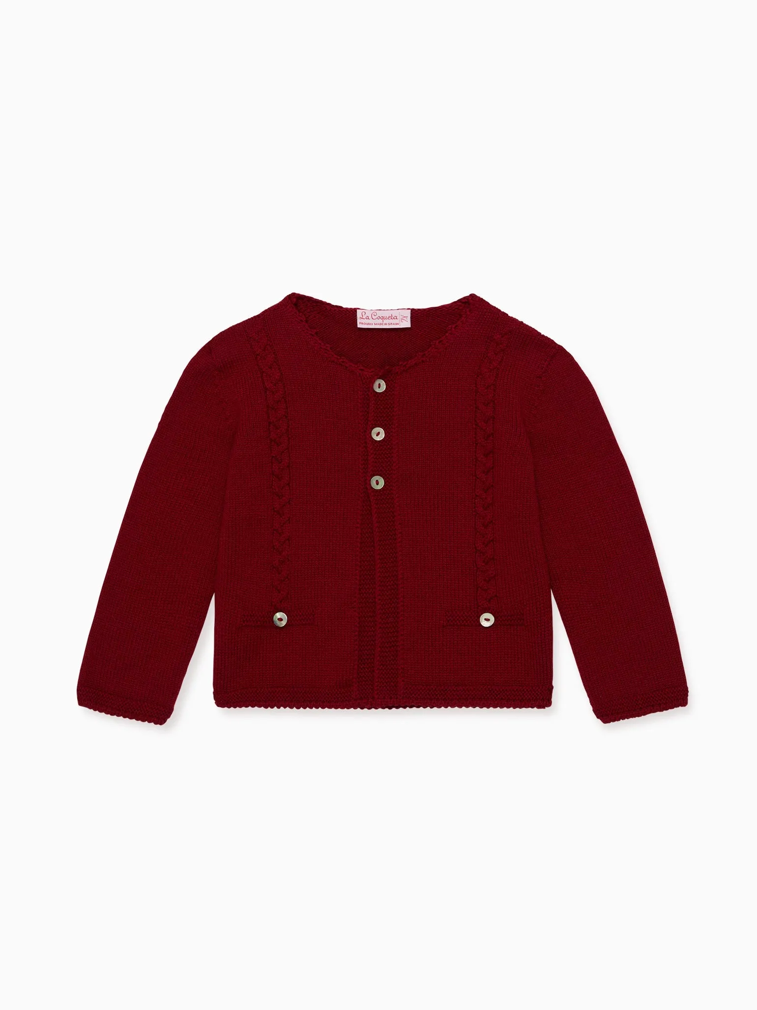 Burgundy Feria Merino Baby Cardigan